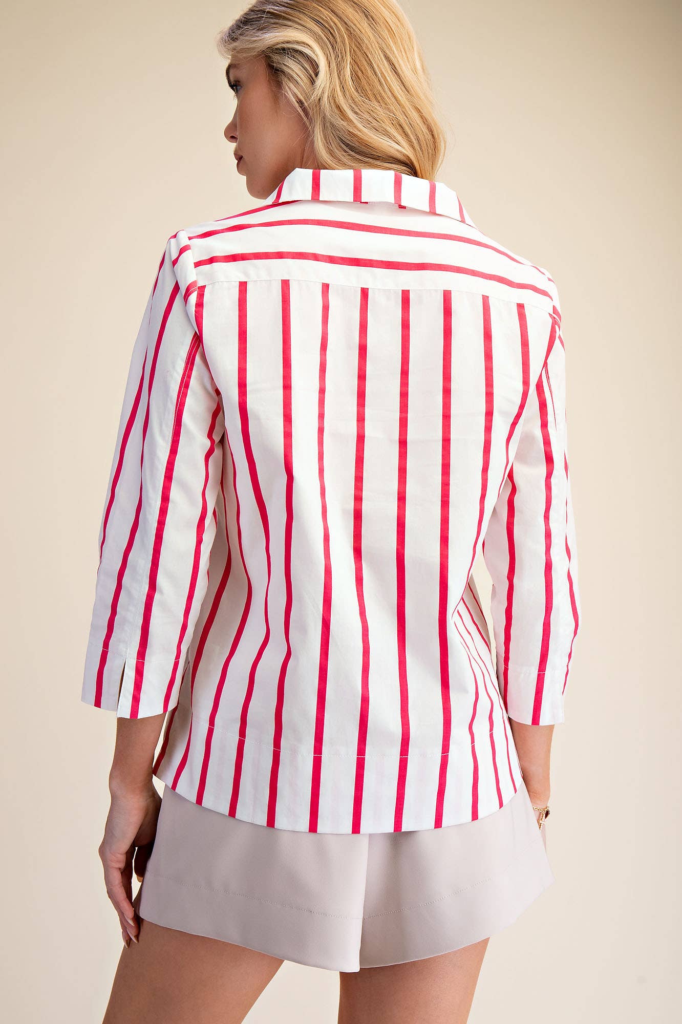 Everly Stripe Top-Pink