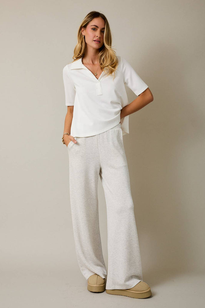 Office Chic Polo Top-Off White