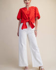 Dahlia Puff Sleeve Top-Red