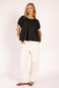 Macaron Puff Sleeve Top- Black