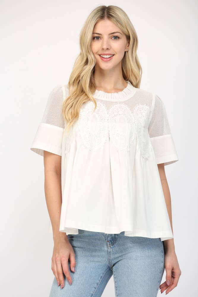 Soft Vibes Applique Top-White