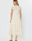Easy Like Sunday Embroidered Midi Dress-Ivory