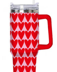 Red Hearts Tumbler- Light Pink
