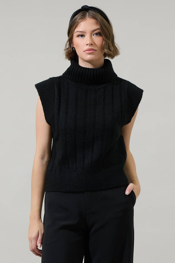 Fashion District Ribbed Sweater-Black