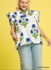 Lavender Love Floral Top-Off White/Blue