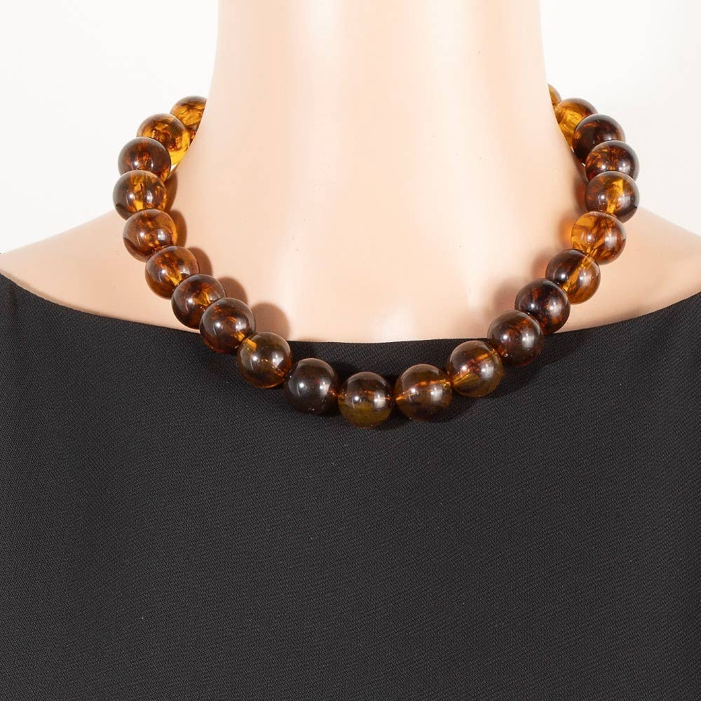 Tortoise Shell Ball Bead Necklace