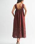 Desert Breeze Lace Maxi Dress-Chocolate