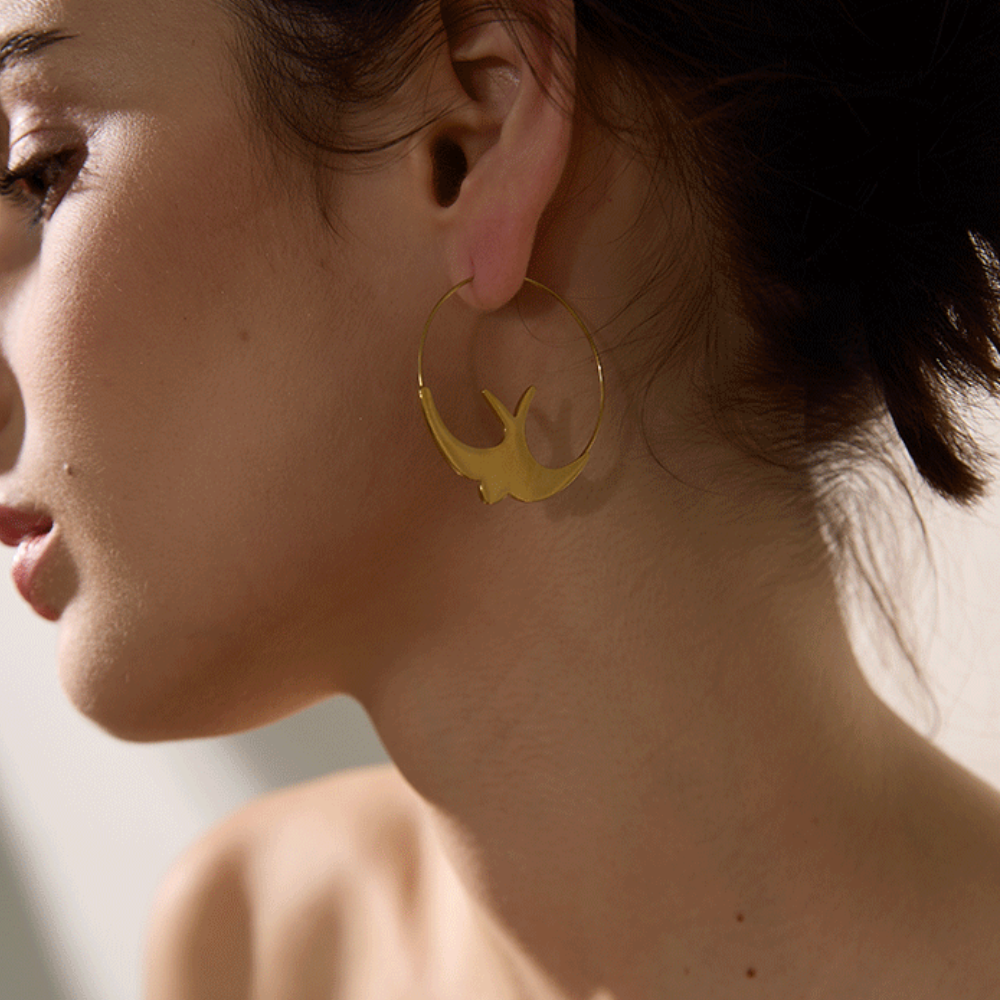 Bird Silhouette Hoop Earrings