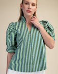 Sweetheart Puff Sleeve Top-Green