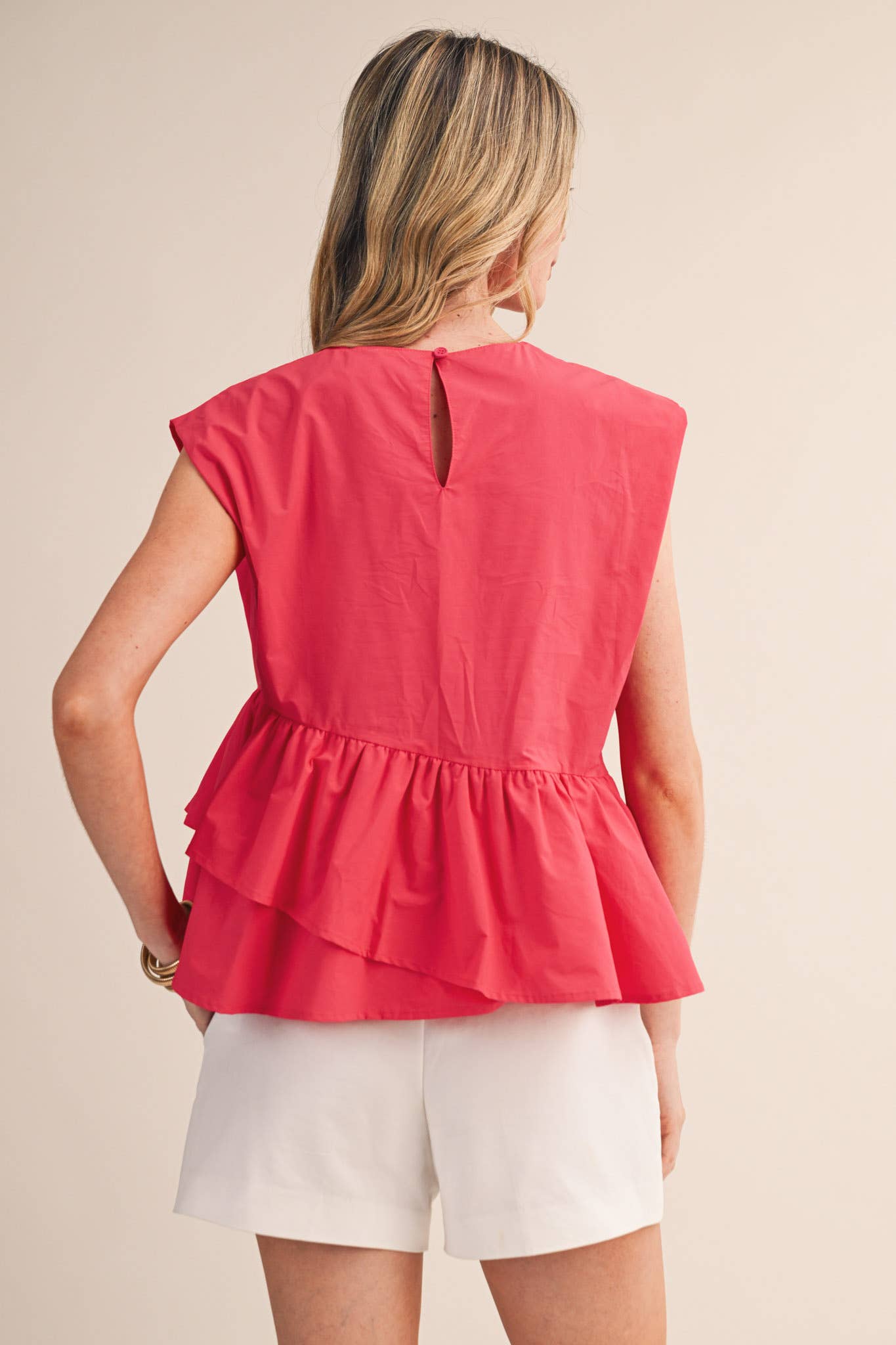 Sunday Melody Peplum Top-Teaberry