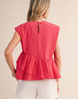 Sunday Melody Peplum Top-Teaberry