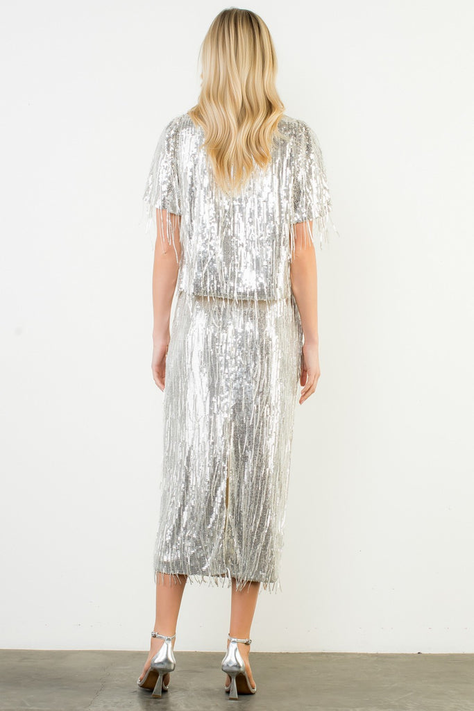 Ball Drop Sequin Fringe Top