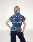 Rustic Retreat Velvet Jacket-Blue