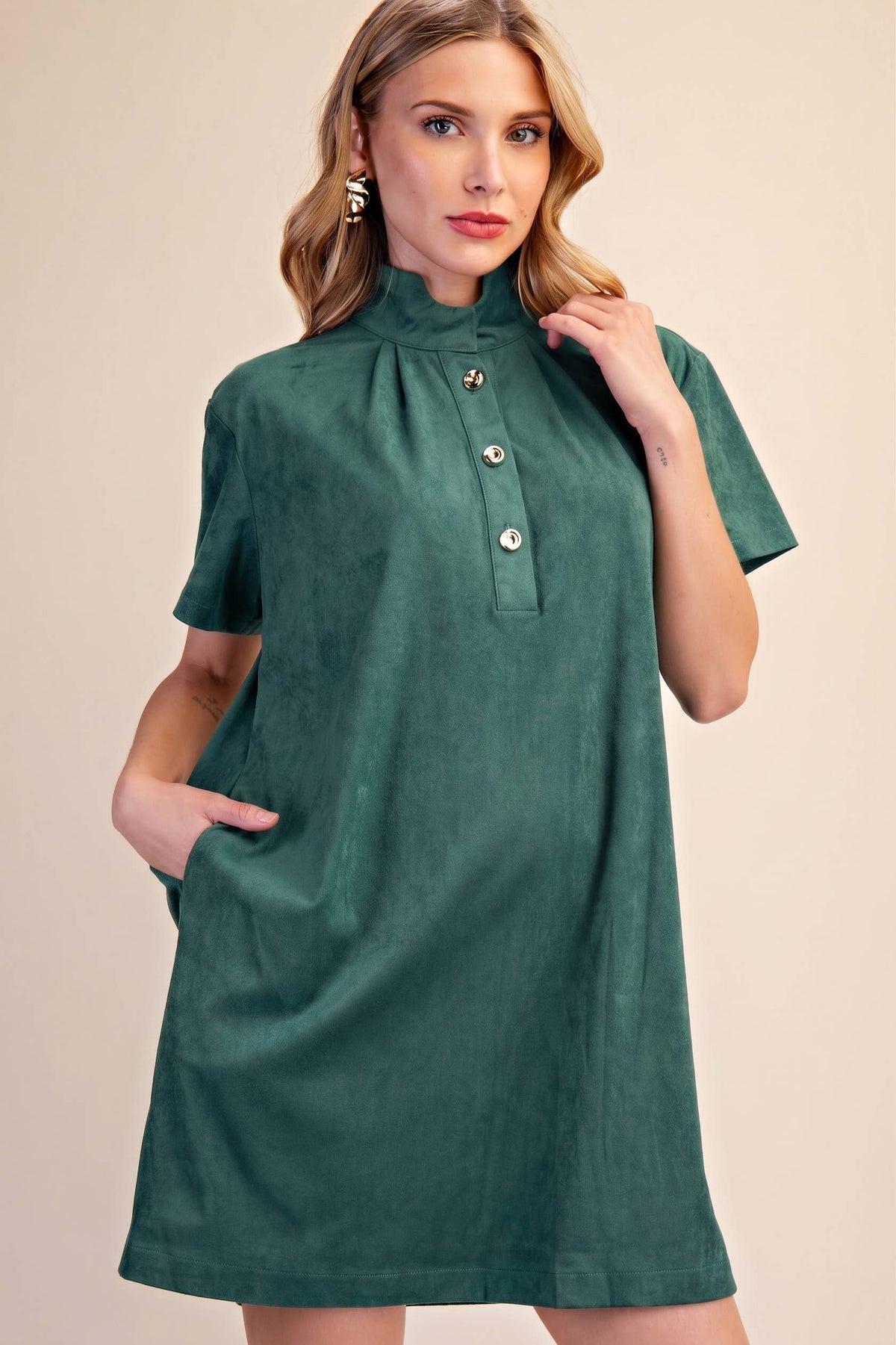 Margaux Mini Dress-Hunter Green