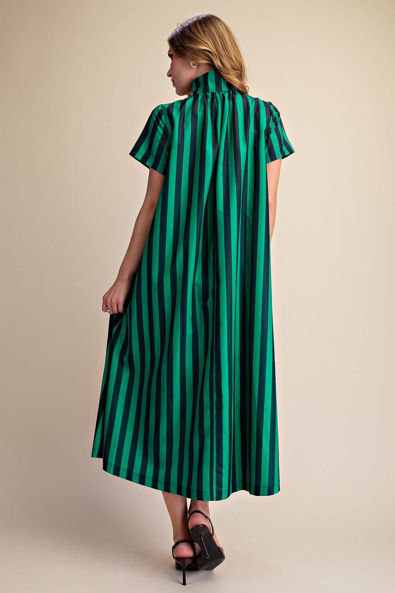 The Iconic Stripe Midi Dress-Navy