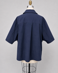 Kaia Oversized Button Down Top-Navy