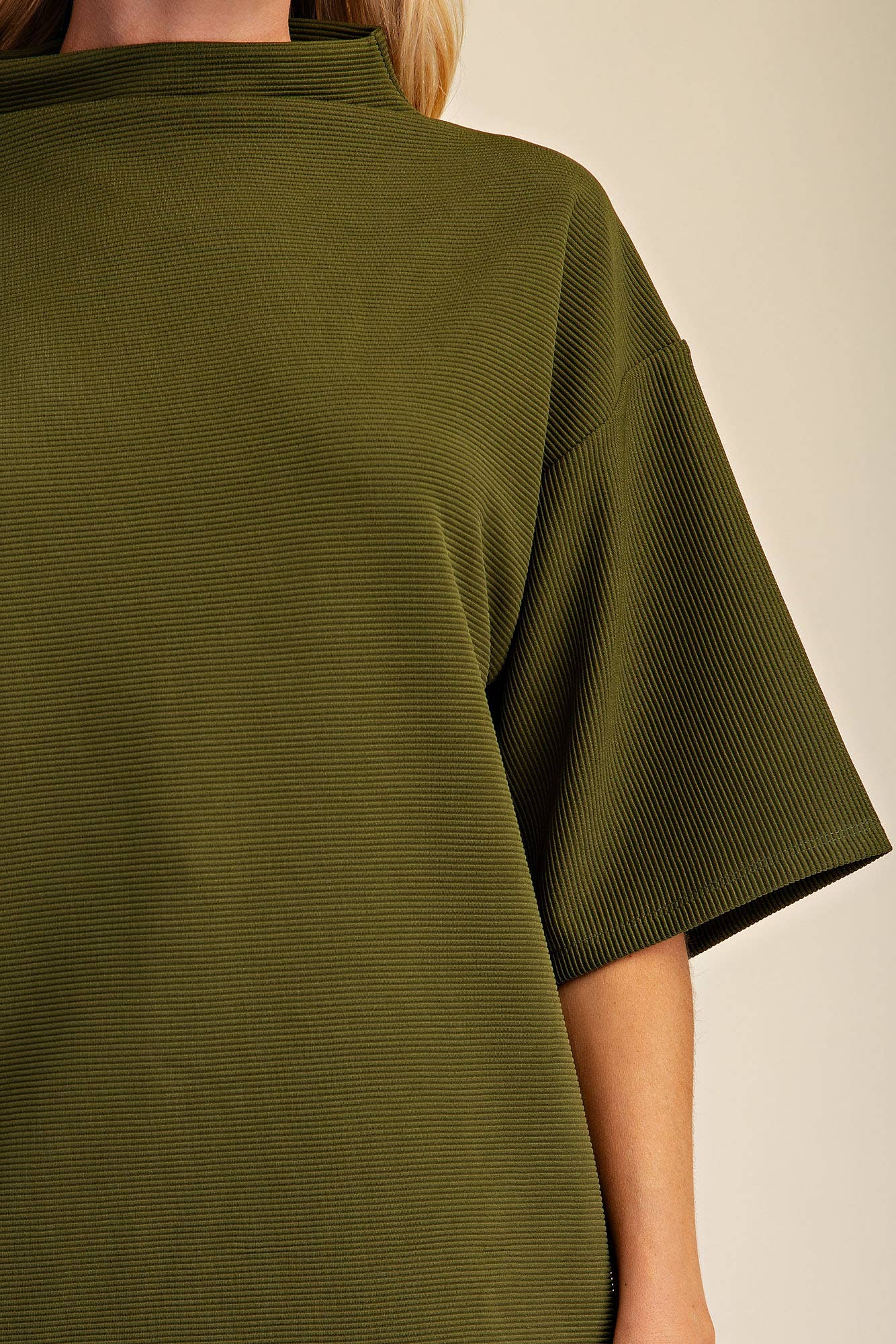 Old Mill Mock Neck Top-Olive