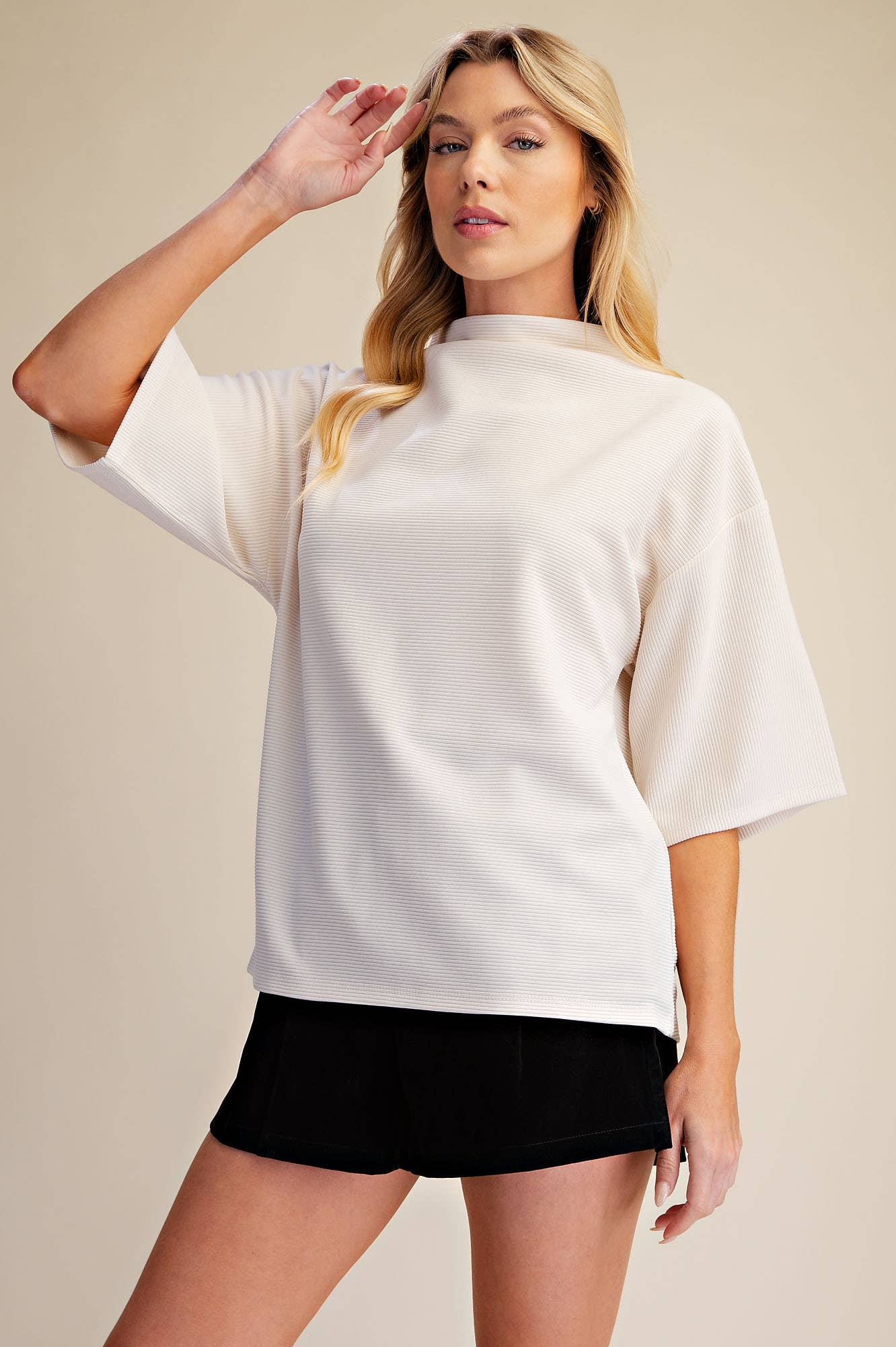 Old Mill Mock Neck Top-Ivory