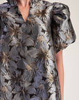 Luminous Bloom Mini Dress-Gray