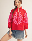 Blush Peony Top-Red