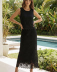 Sunset Cocktails Skirt Set-Black