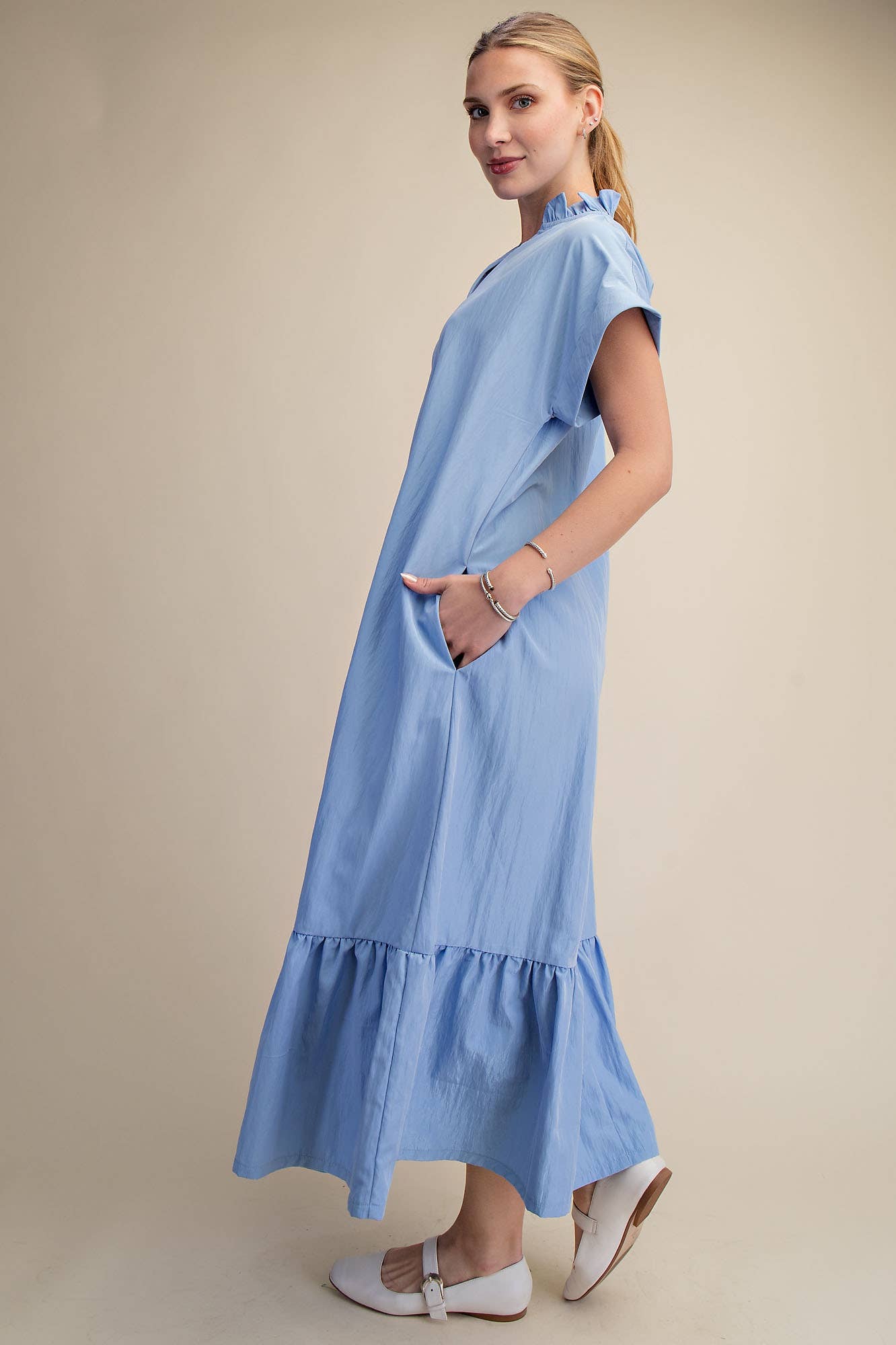 Simple Joy Midi Dress-Blue
