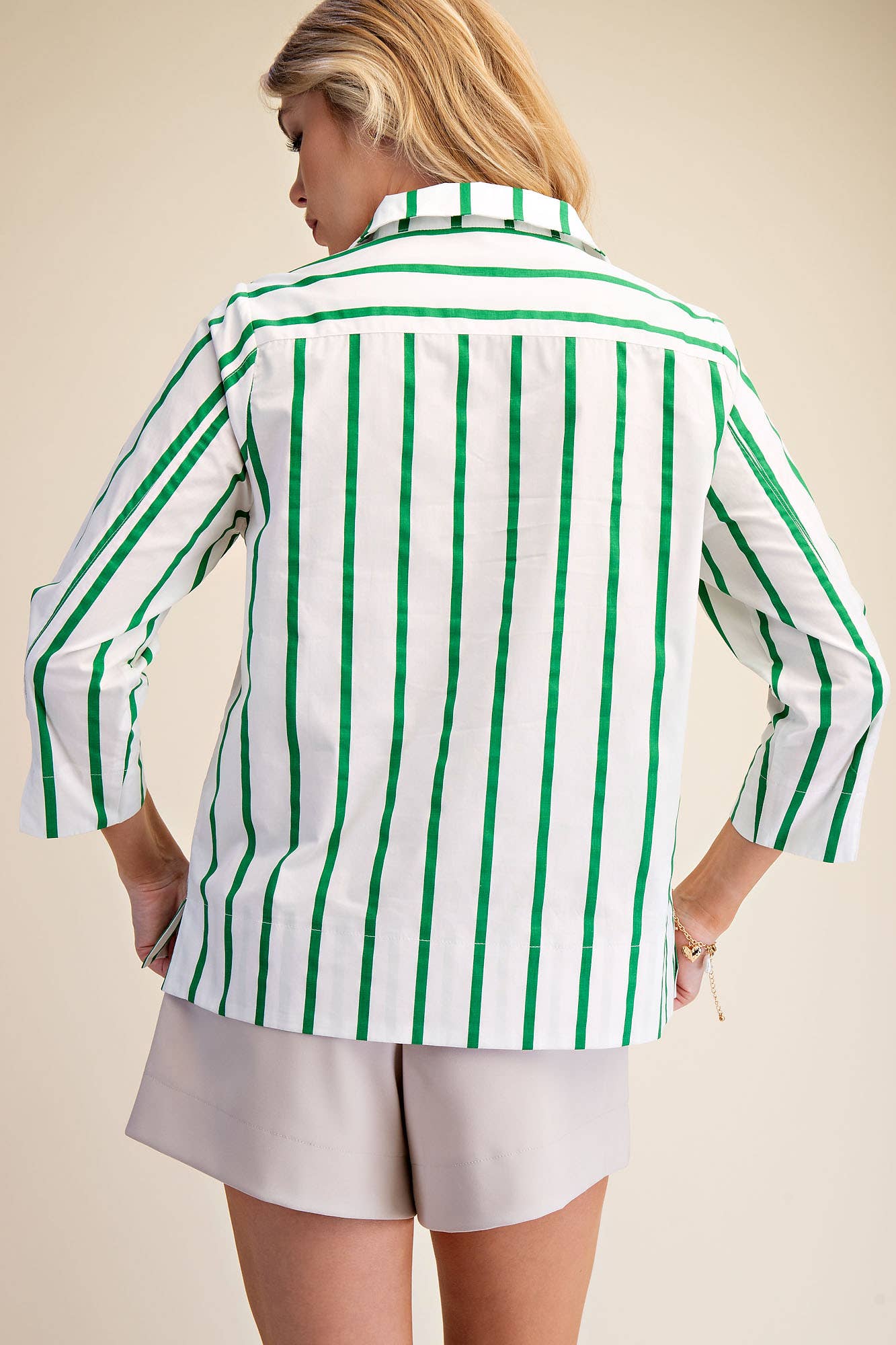 Everly Stripe Top-Green