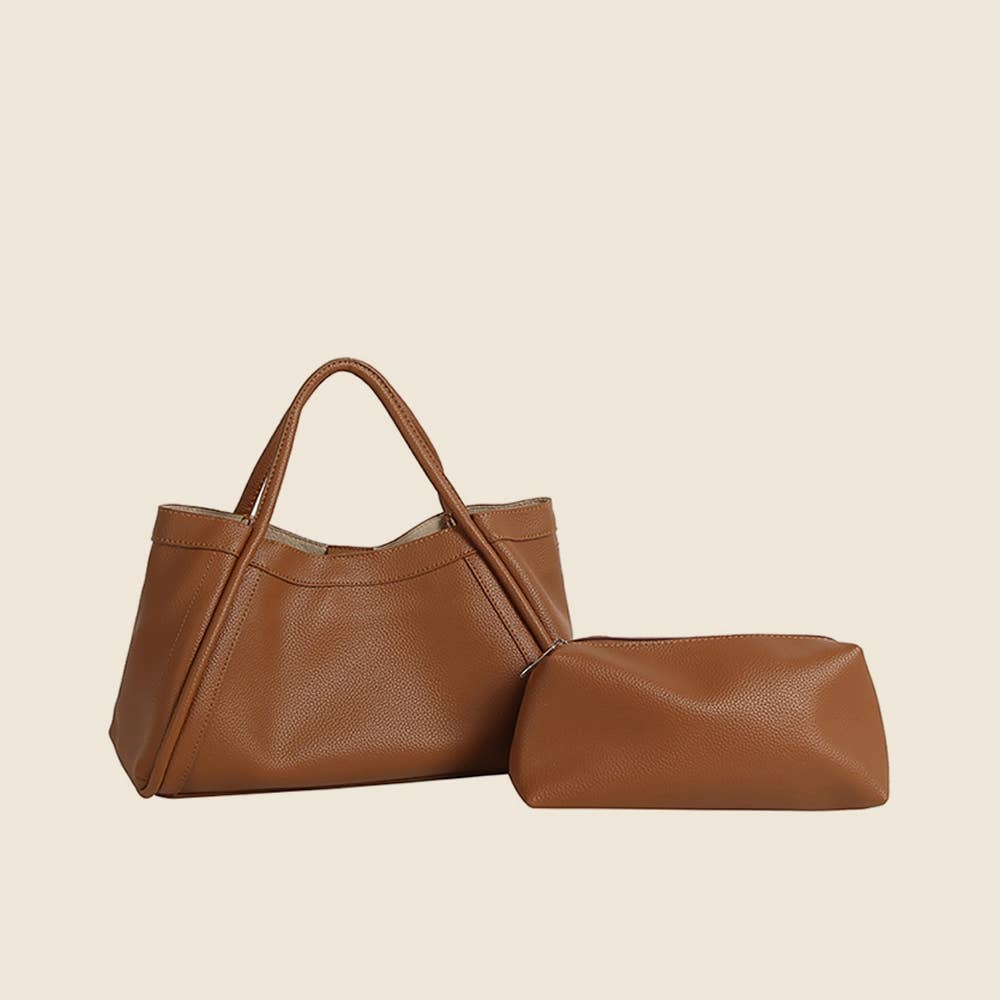 2-In-1 Satchel Hand Bag-Brown