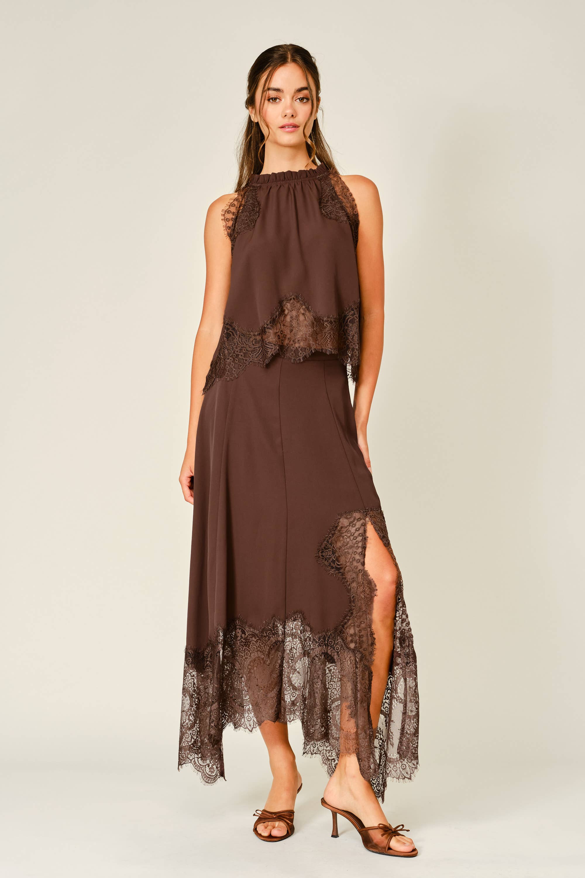 Rosalie Lace Top-Brown