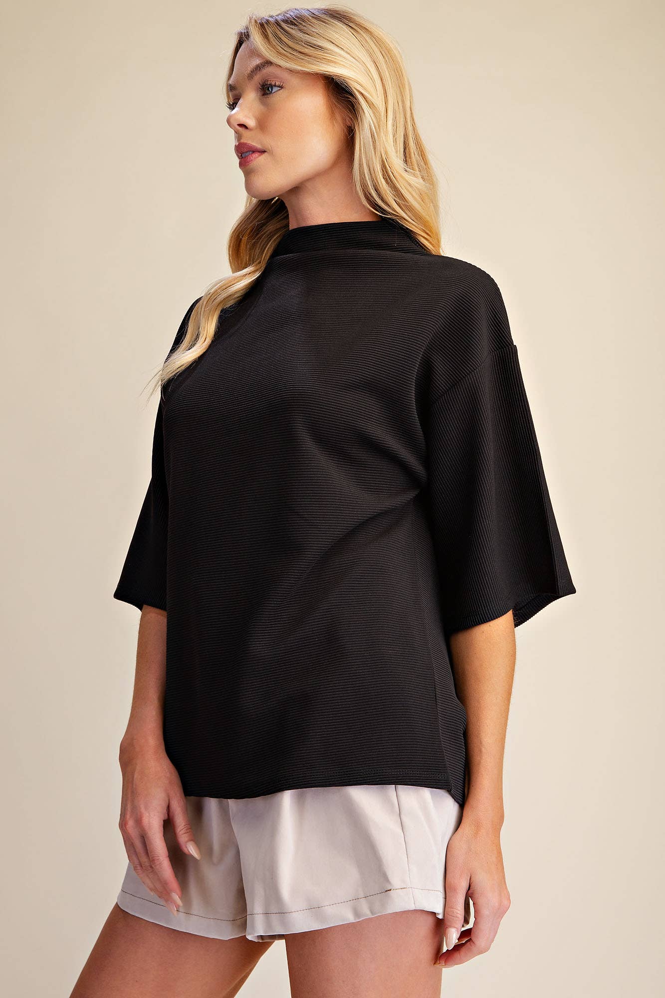 Old Mill Mock Neck Top-Black