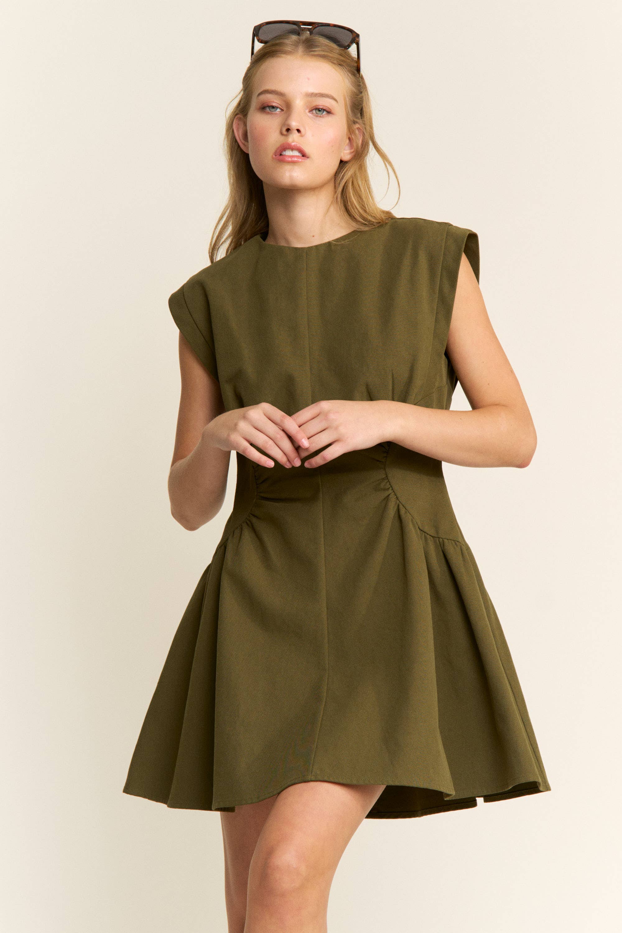 PREORDER: Sweet Afternoons Mini Dress-Olive