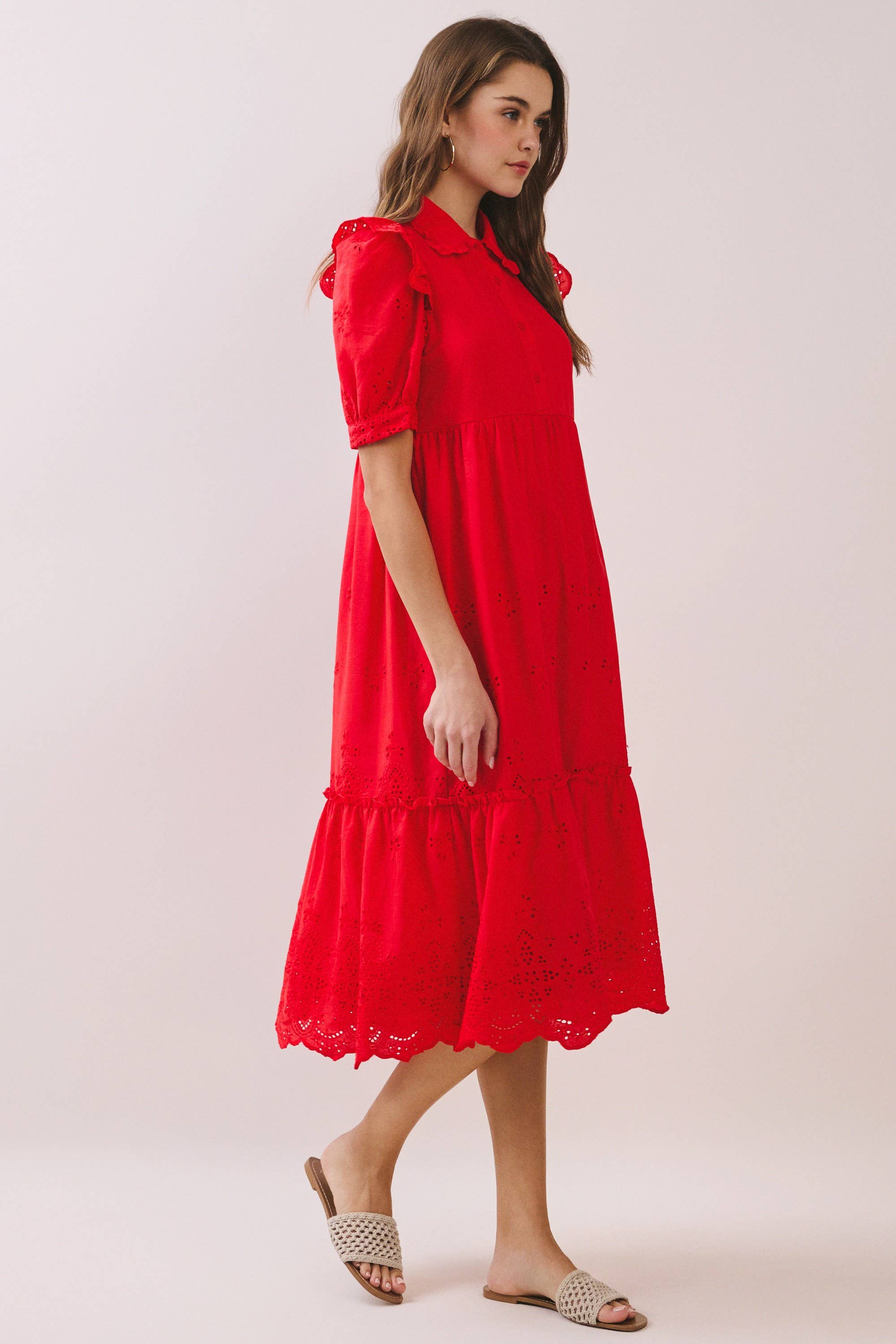 Delicate Eyelets Midi Dress