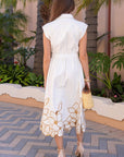 Garden Cutwork Embroidered Midi Dress-Off White