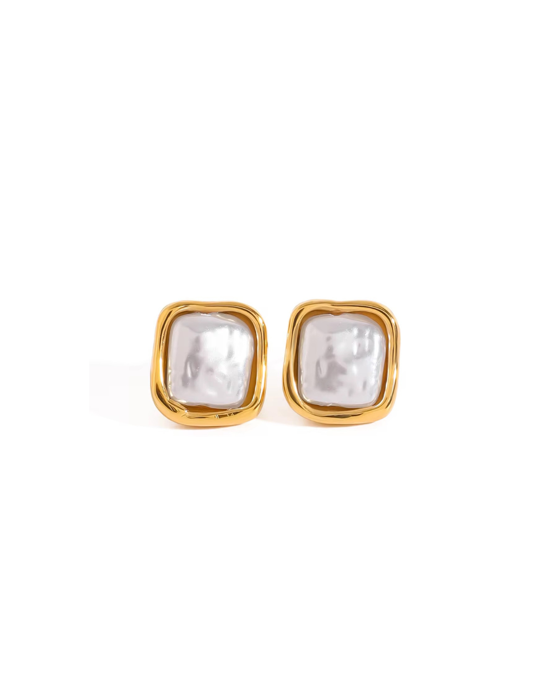 Aefa Square Pearl Stud Earrings