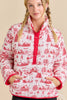 Christmas Toile Printed Quilted Jacket-Red