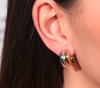 Puffy Double Hoop Earring- Two Tone