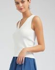 Finishing Piece Knit Tank-White