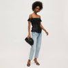 Tate Woven Frame Clutch-Black