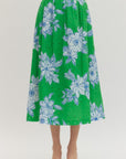 Soft Bloom Midi Skirt-Green