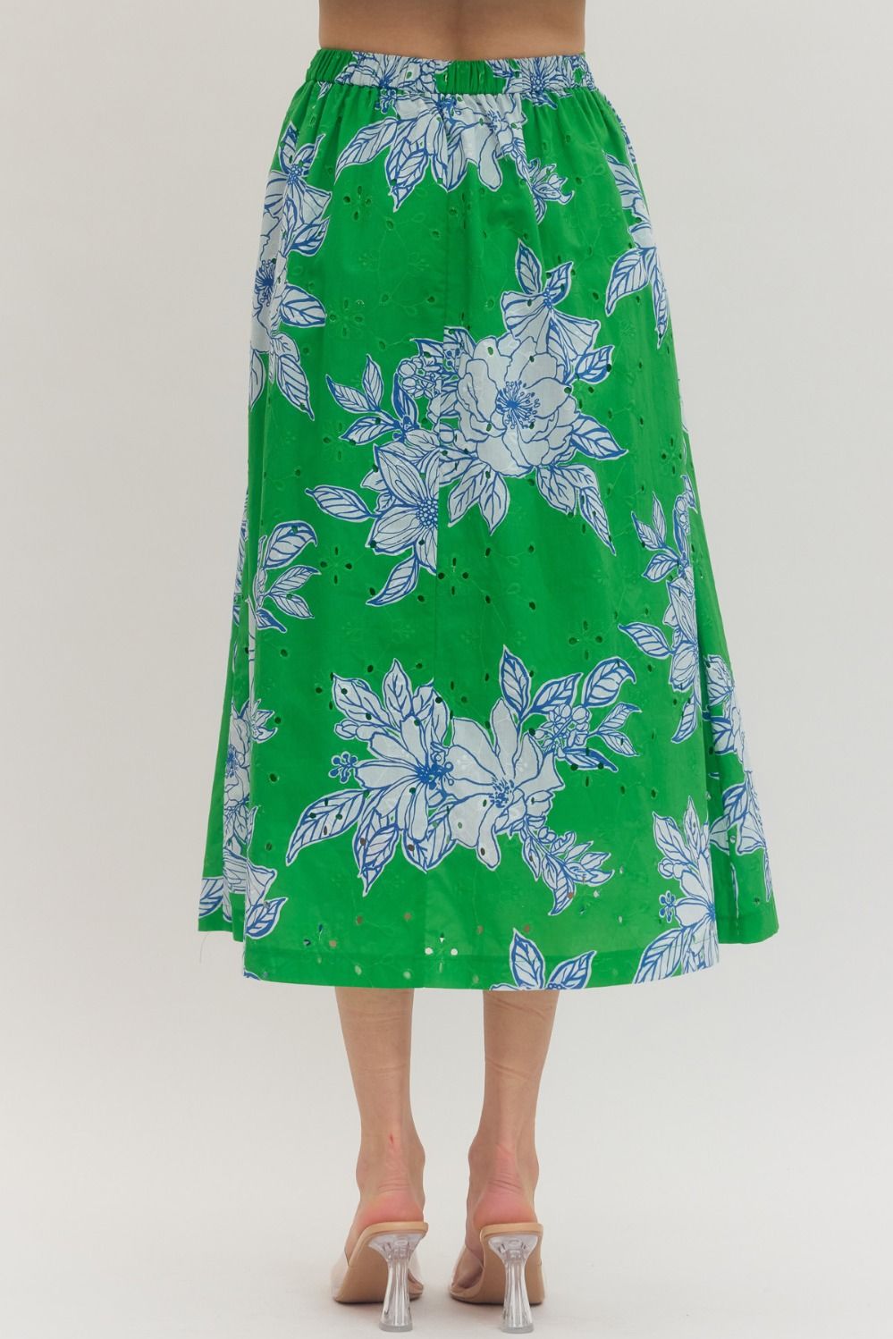 Soft Bloom Midi Skirt-Green