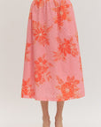 Soft Bloom Midi Skirt-Pink