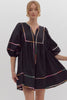 Color Dash Tunic Dress- Black