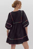 Color Dash Tunic Dress- Black