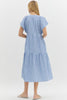 Sandy Shore Lines Midi Dress- Blue
