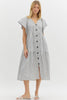 Sandy Shore Lines Midi Dress- Cream Black