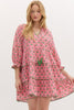Boho Love Floral Dress- Pink