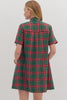 Joyful Plaid Mini Dress-Green