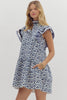 Garden Clovers Mini Dress-Navy