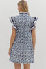 Garden Clovers Mini Dress-Navy