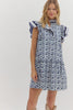 Garden Clovers Mini Dress-Navy